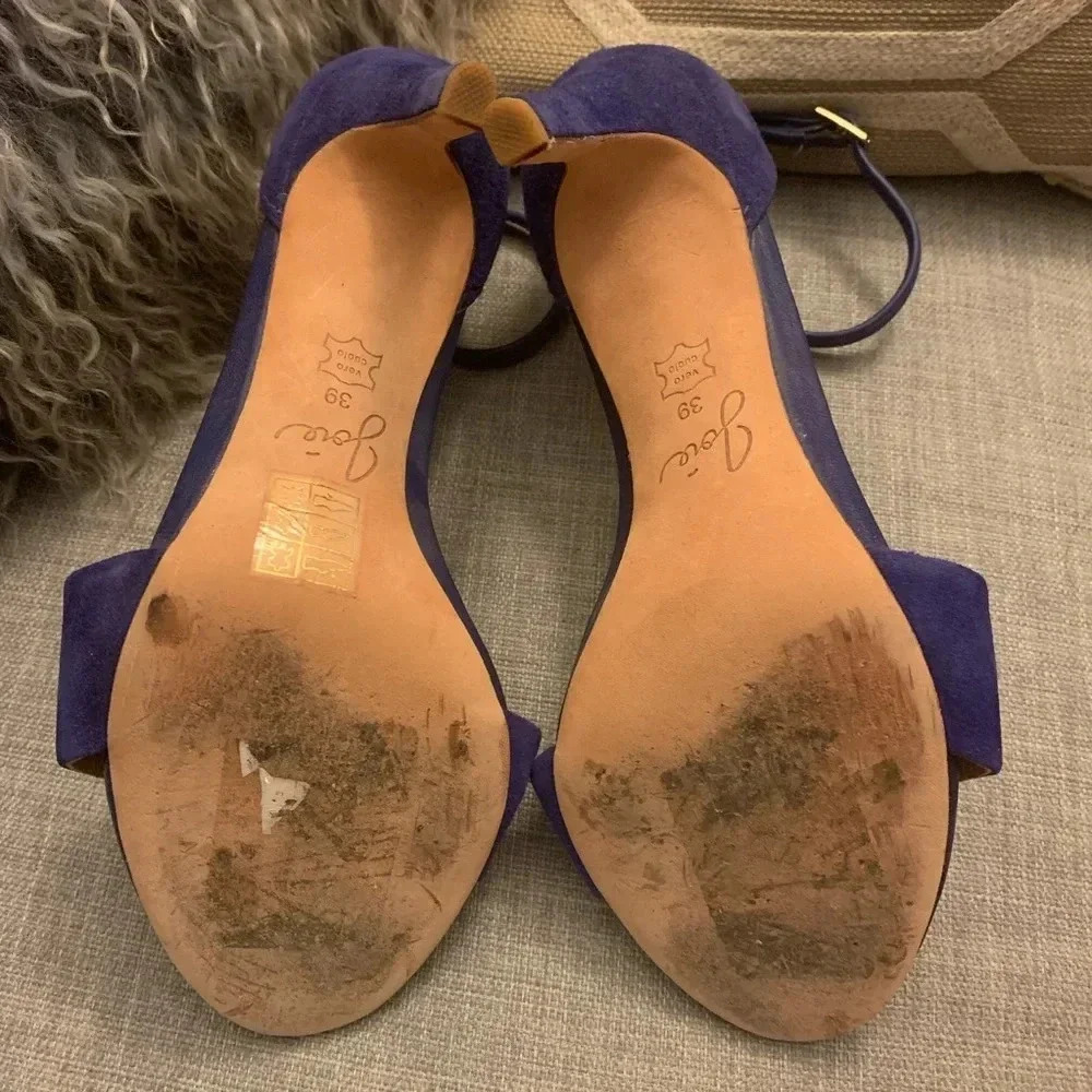 JOIE EUC Cobalt Suede Jaclyn Sandals High Heels Cobalt Blue - Picture 6 of 8